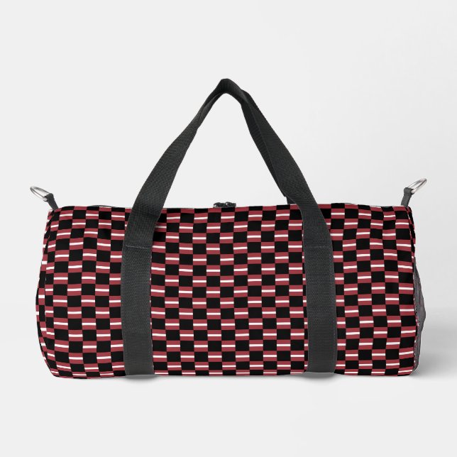 Muster für überprüfte lettische Flagge Duffle Bag (Vorderseite)