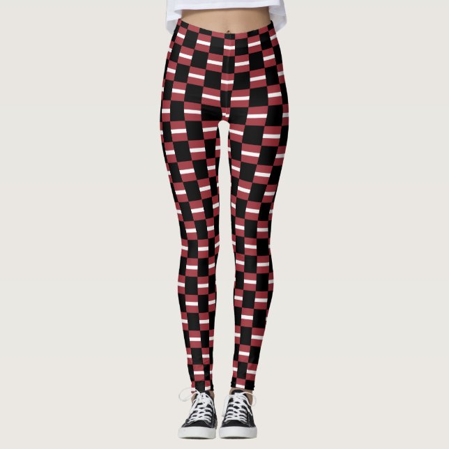 Muster für überprüfte lettische Flagge Leggings (Vorderseite)