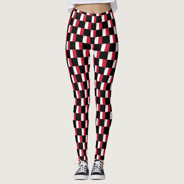 Muster für überprüfte maltesische Flagge Leggings (Vorderseite)