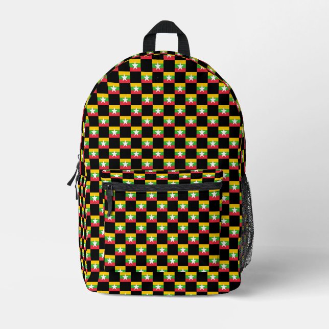 Muster für überprüfte Myanmar-Flaggen Bedruckter Rucksack (Vorderseite)