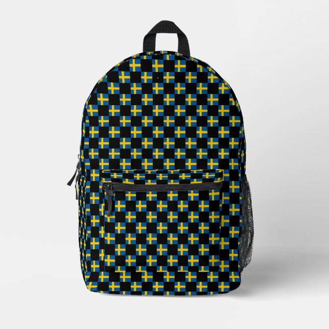 Muster für überprüfte schwedische Flaggen Bedruckter Rucksack (Vorderseite)