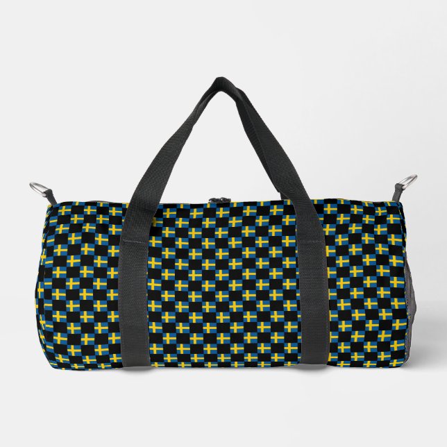Muster für überprüfte schwedische Flaggen Duffle Bag (Vorderseite)