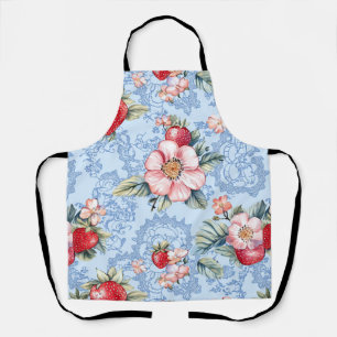 Muster für Vintage Erdbeeren und Blume Schürze