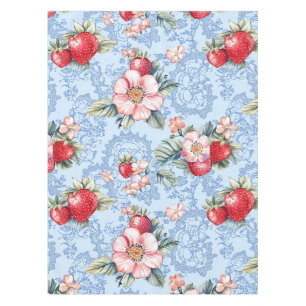 Muster für Vintage Erdbeeren und Blume Tischdecke