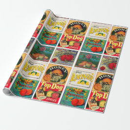 Muster für Vintage Fruchtkennzeichnungen Geschenkpapier