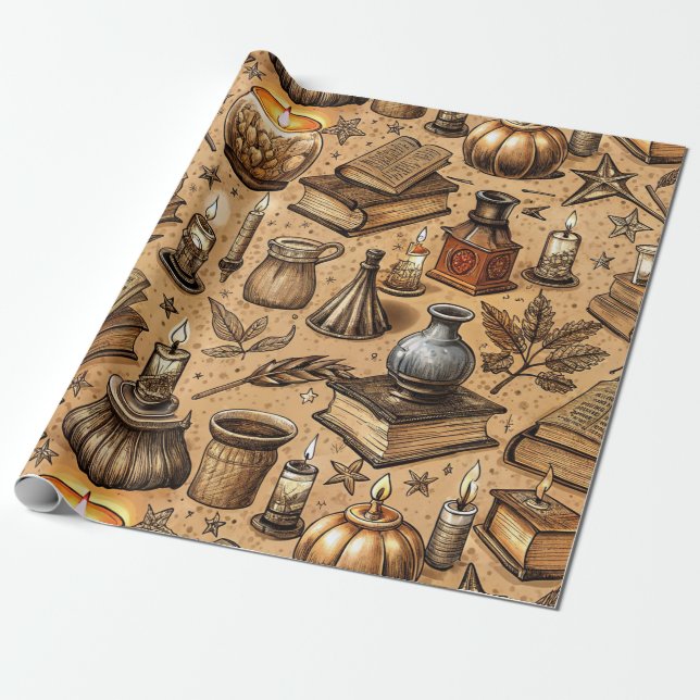 Muster für Vintage Hexerei und Kerzen (2) Geschenkpapier (Ungerollt)