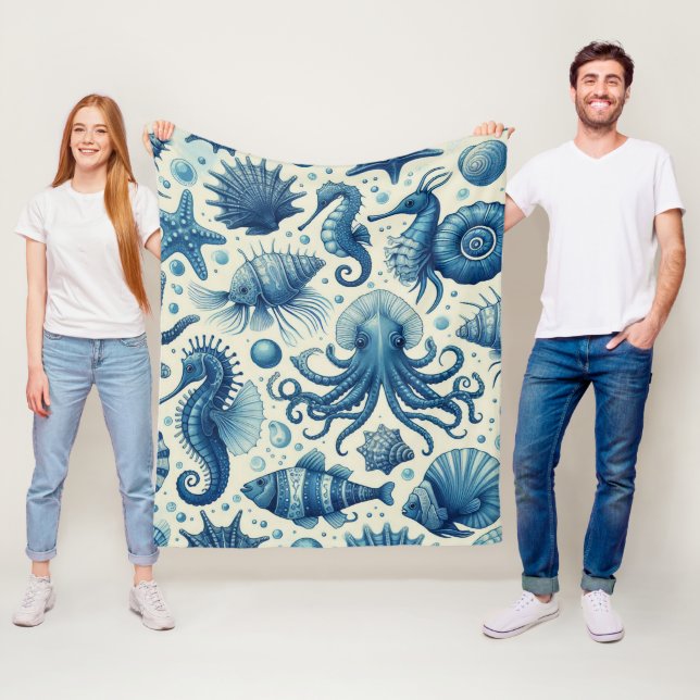 Muster für Vintage Meereswelt Fleecedecke (Beispiel)