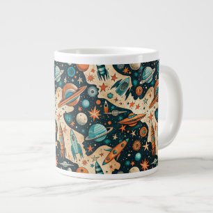 Muster für Vintage Raumfahrzeug-Raketenschiffe - K Jumbo-Tasse