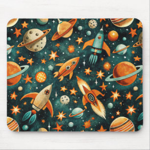 Muster für Vintage Raumfahrzeug-Raketenschiffe - K Mousepad