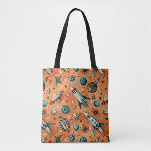 Muster für Vintage Raumfahrzeug-Raketenschiffe - K Tasche