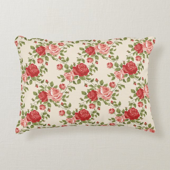 Muster für Vintage Shabby Chic-Rose Dekokissen (Vorderseite)