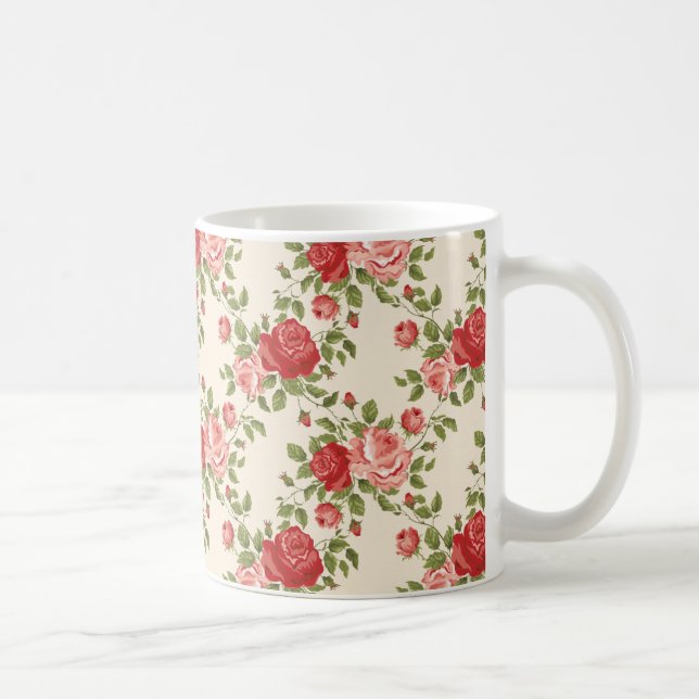 Muster für Vintage Shabby Chic-Rose Kaffeetasse (Rechts)