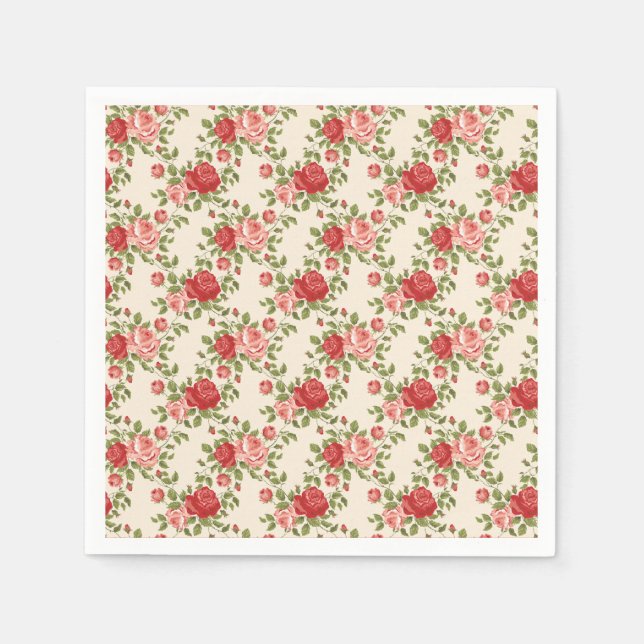 Muster für Vintage Shabby Chic-Rose Serviette (Vorderseite)