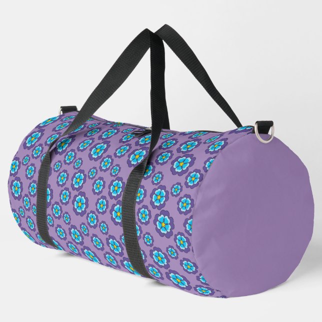 Muster für Violet Blue Flowers Duffle Bag (Linke Ecke)