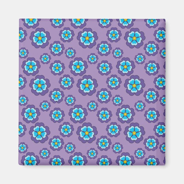 Muster für Violet Blue Flowers Magnet (Vorne)