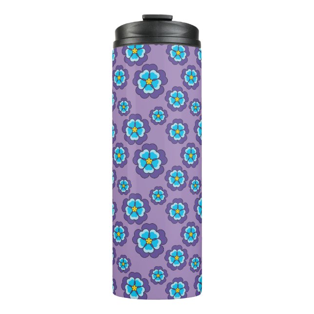 Muster für Violet Blue Flowers Thermosbecher (Vorderseite)
