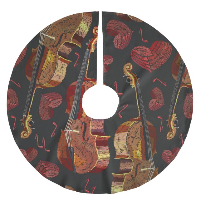 Muster für Violin Red Heart Music Polyester Weihnachtsbaumdecke (Vorderseite)