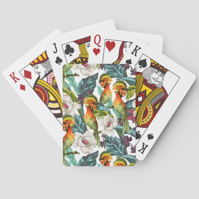 Muster für Vögel und exotische Blume Spielkarten (Rückseite)