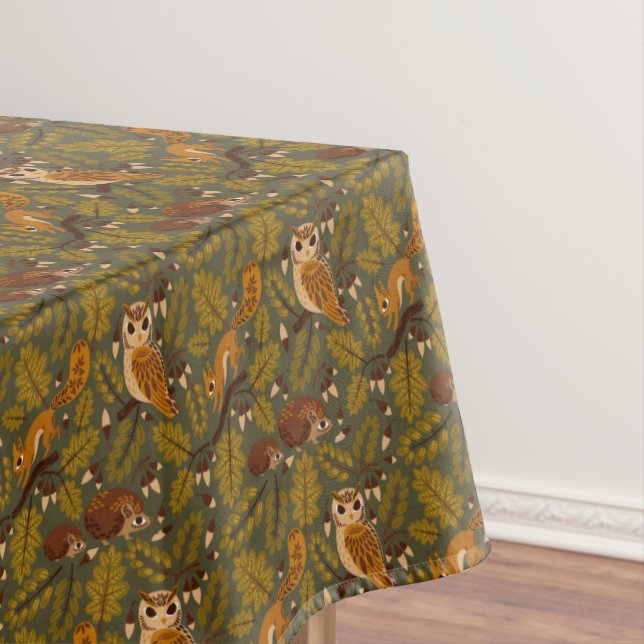Muster für Waldkreaturen und Blätter Tischdecke (Beispiel)
