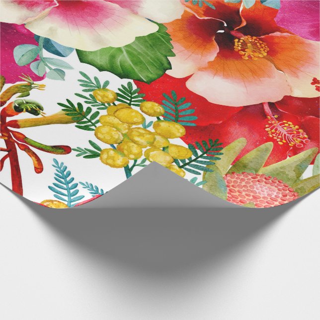 Muster für warme tropische Blumen Geschenkpapier (Ecke)