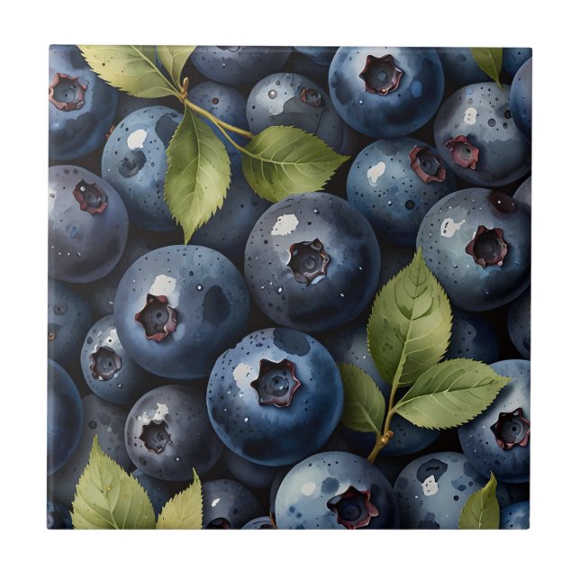 Muster für Wasserfarben-Blaubeeren Fliese (Vorderseite)