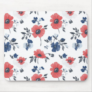 Muster für Wasserfarben - Rot, Blau und Weiß (2) Mousepad