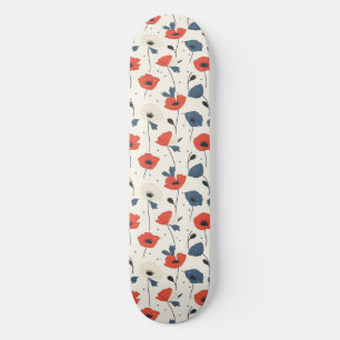 Muster für Wasserfarben - Rot, Blau und Weiß Skateboard