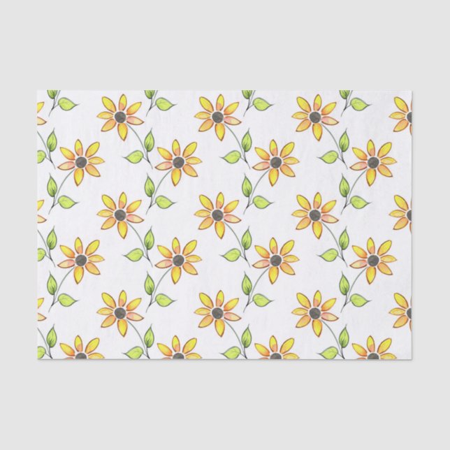 Muster für Wasserfarben-Sonnenblumen Seidenpapier (Vorderseite)