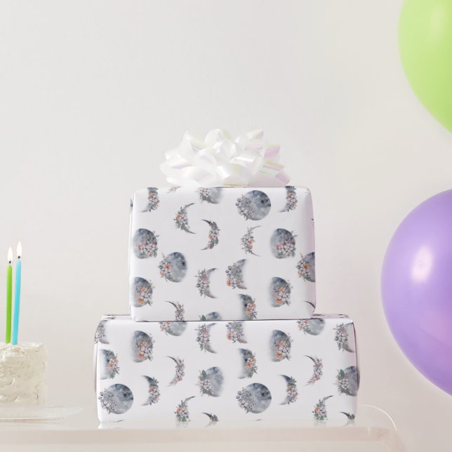 Muster für Wasserfarbenmoon-Phasen Geschenkpapier (Partygeschenke)