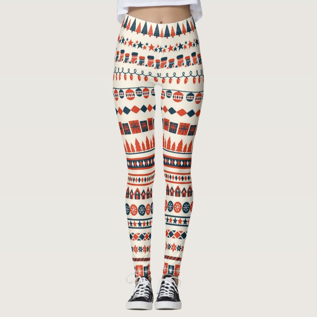 Muster für Weihnachtselemente Leggings (Vorderseite)