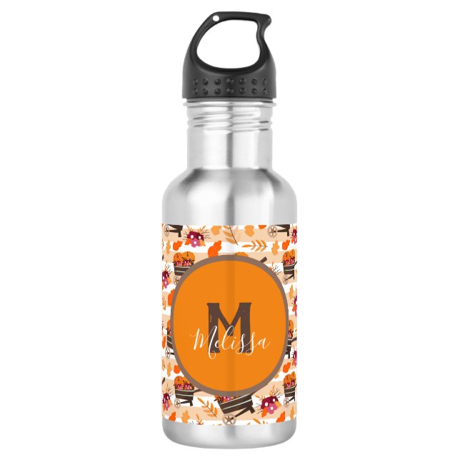 Muster für Whimsical Fall Wheels Edelstahlflasche (Vorderseite)
