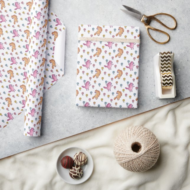 Muster für Whimsikhörner und Hübsche Blume Geschenkpapier (Kunsthandwerk)