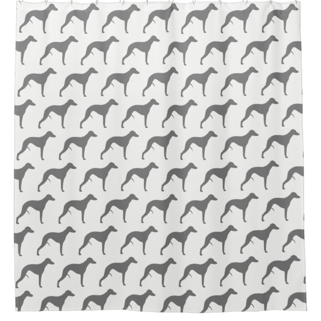 Muster für Whippet-Silhouetten Duschvorhang (Vorderseite)