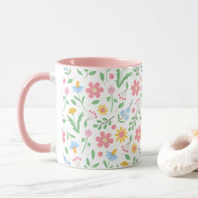 Muster für Wildblumen Tasse (Mit Donut)