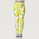 Muster für Zitronen und Blätter Leggings<br><div class="desc">Aquarellmuster aus Zitronen und Blätter</div>