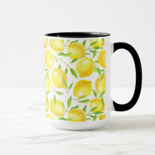 Muster für Zitronen und Blätter Tasse