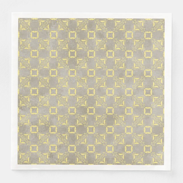 Muster Gelb/Grau für Abstrakte Quadrate Serviette (Vorderseite)