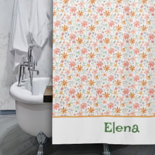 Muster Gelb orange Wildblume Duschvorhang