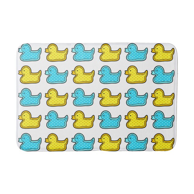 Muster Gelb und Blauer Duck Badematte (Vorderseite)