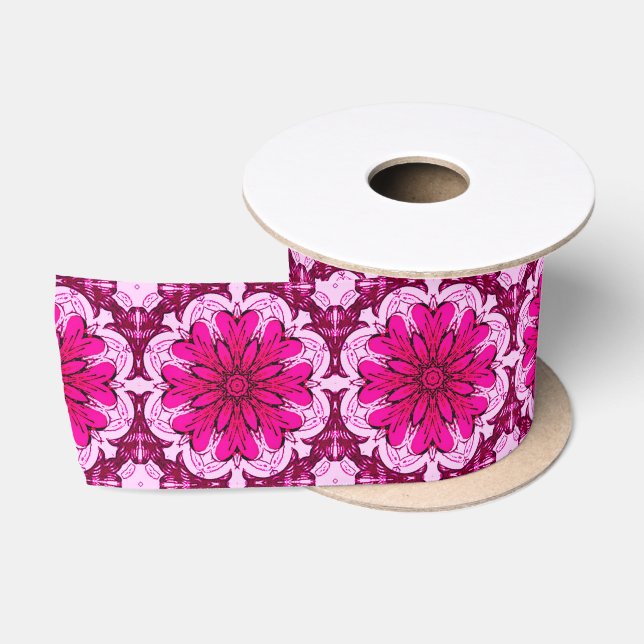 Muster geometrischer Blume in Burgund & Magenta Satinband (Spule)