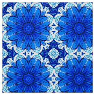 Muster geometrischer Blume in Cobalt Blue und Navy Stoff