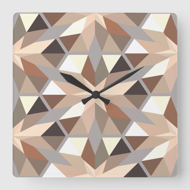 Muster geometrischer natürlicher Farben Quadratische Wanduhr (Vorderseite)