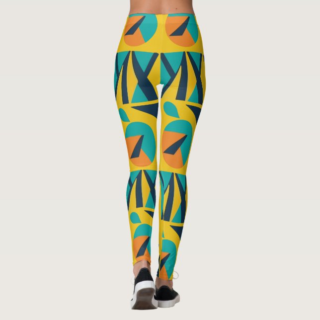 Muster geometrischer Retro-Pop Leggings (Rückseite)