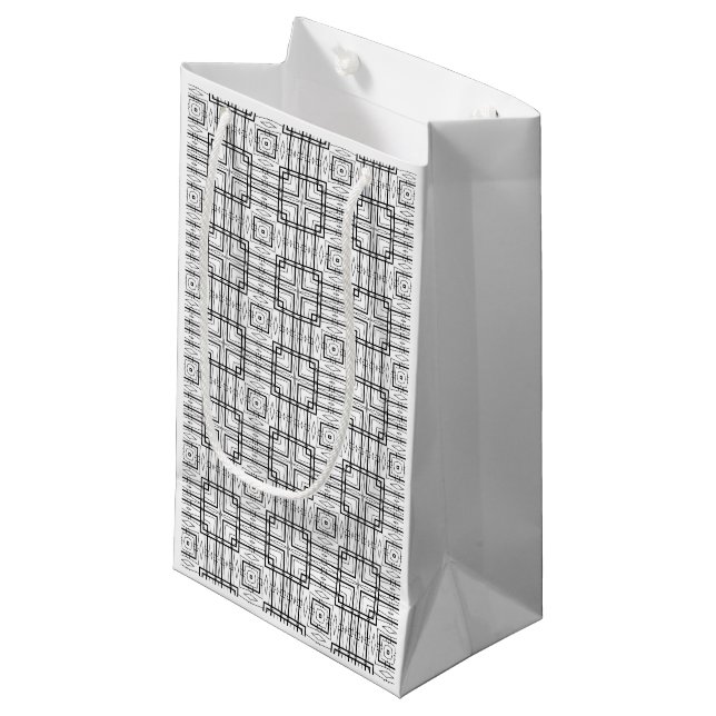 Muster-Geschenktasche für schwarze und weiße geome Kleine Geschenktüte (Vorderseite Schrägansicht)
