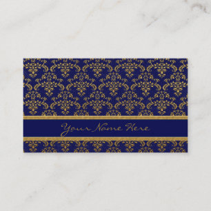 Muster Gold & Blue Damask Visitenkarte
