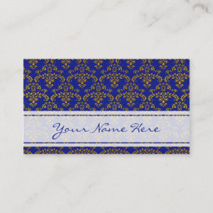 Muster Gold & Blue Damask Visitenkarte