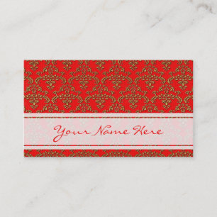 Muster Gold & Red Damask Visitenkarte