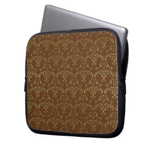Muster Gold und Brauner Damast Laptopschutzhülle