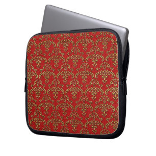 Muster Gold und Red Damask Laptopschutzhülle