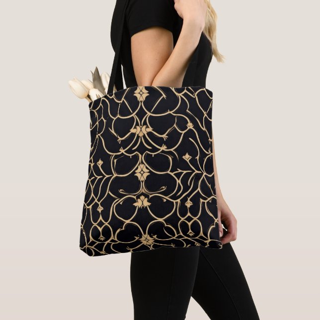 Muster Gold und Schwarze Linie Tasche (Von Nahem)